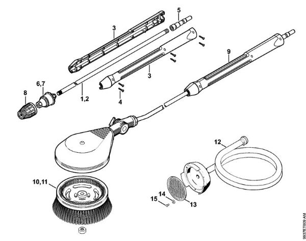 Lavadora de alta pressão eléctrica (RE) RE 462 PLUS Tubeira rotor, Escova rotativa lavagem, Mangueira de aspiração da marca Stihl