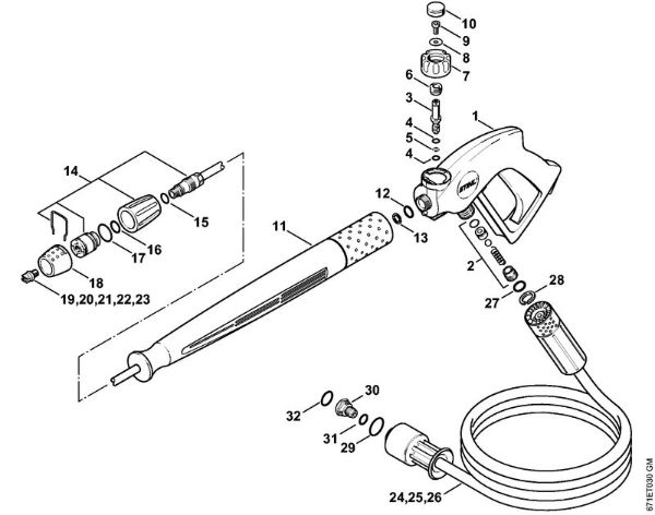 Lavadora de alta pressão eléctrica (RE) RE 471 PLUS Pistola, Tubo de pulverização (40.2009) da marca Stihl