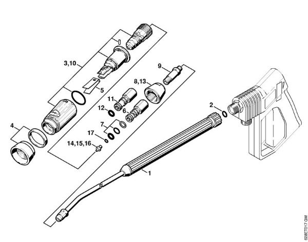Lavadora de alta pressão eléctrica (RE) RE 530 W Tubo de injecção, Cabeça de ejecção Vario SP 300 da marca Stihl