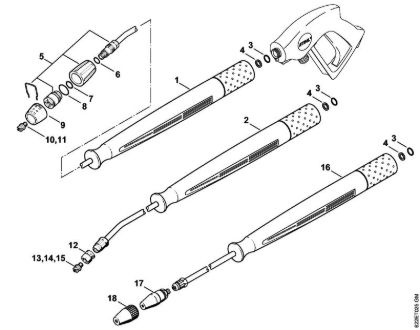 Lavadora de alta pressão eléctrica (RE) RE 580 W Tubo de injecção, Cabeça de ejecção da marca Stihl