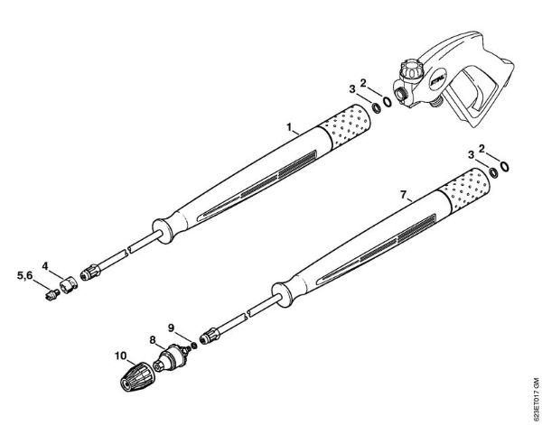 Lavadora de alta pressão eléctrica (RE) RE 660 W Tubo de injecção, Tubeira do rotor da marca Stihl