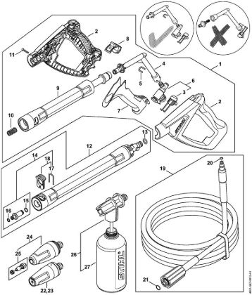 Lavadora de alta pressão eléctrica (RE) RE 90 - 4951 Pistola, Tubo de pulverização da marca Stihl