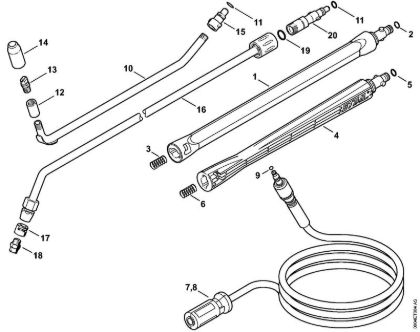 Lavadora de alta pressão eléctrica (RE) RE 95 Tubo de injecção, Mangueira de alta pressão   06/2019 da marca Stihl