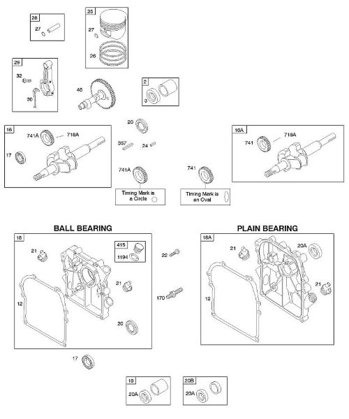 B&S - 09â  091212-1230-B1 C - Veio de excêntricos, cobertura do cárter do bloco do motor/cárter do óleo, cambota, êmbolo/segmentos/biela da marca Stihl