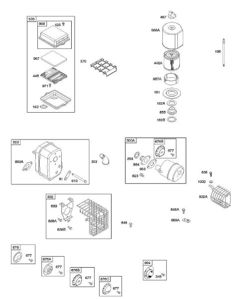 B&S - 09â  091212-1356-E1 A - Filtro de ar, sistema de escape da marca Stihl