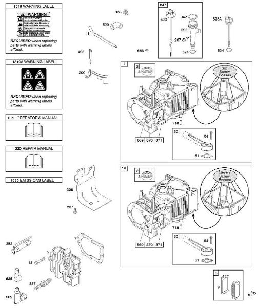 B&S - 09â  09T502-2236-B1 E - Cilindro, cabeça do cilindro, lubrificação, manual do utilizador, etiqueta de aviso da marca Stihl