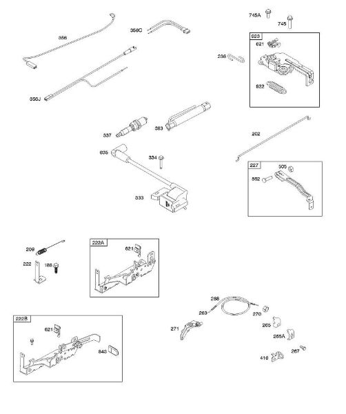 B&S - 10â  103M02-0061-H1 B - Ancoragem magnética, elementos de comando, sistema elétrico, mola do regulador, vela de ignição da marca Stihl