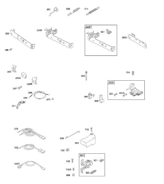 B&S - 10â  10T502-1111-B1 C - Travão, elementos de comando, mola do regulador, ignição da marca Stihl