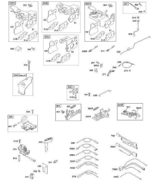 B&S - 12â  121602-0383-E1 C - Travão, elementos de comando, mola do regulador, ignição da marca Stihl