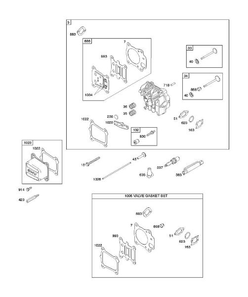 B&S - 12â  122Q02-0146-B1 F - Cabeça do cilindro, conjunto de juntas â€“ válvulas, válvulas da marca Stihl