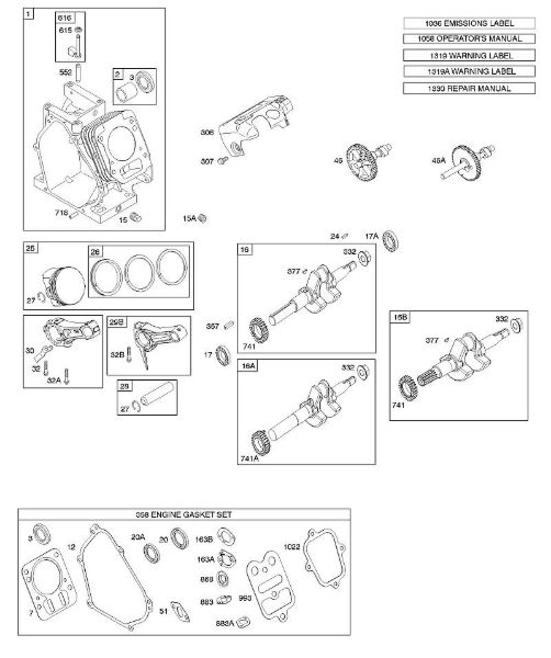 B&S - 12â  126392-0274-B8 C - Veio de excêntricos, cambota, cilindro, grupo de êmbolos da marca Stihl