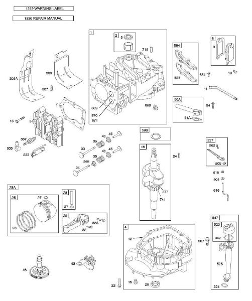 B&S - 12â  126T02-4121-B1 C - Veio de excêntricos, cambota, cilindro, cárter do óleo do motor, lubrificação, grupo do êmbolo, válvulas da marca Stihl