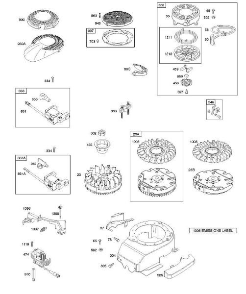 B&S - 12â  126T02-6198-H1 B - Cárter do ventilador, volante do motor, motor de arranque de enrolamento da marca Stihl
