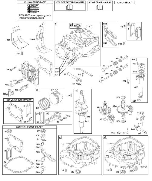 B&S - 12â  12H802-1369-01 D - Excêntricos, veio de excêntricos, cambota, cilindro, cárter do óleo do motor, jogo/juntas, lubrificação, grupo do êmbolo, válvulas da marca Stihl