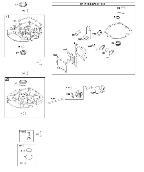 B&S - 12â  12Q902-0171-B1 J - Conjunto de juntas â€“ motor, cárter do óleo da marca Stihl