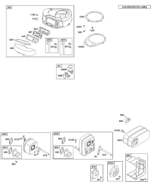 B&S - 21â  21A907-0113-E1 A - Filtro de ar, cárter do ventilador, sistema de escape da marca Stihl