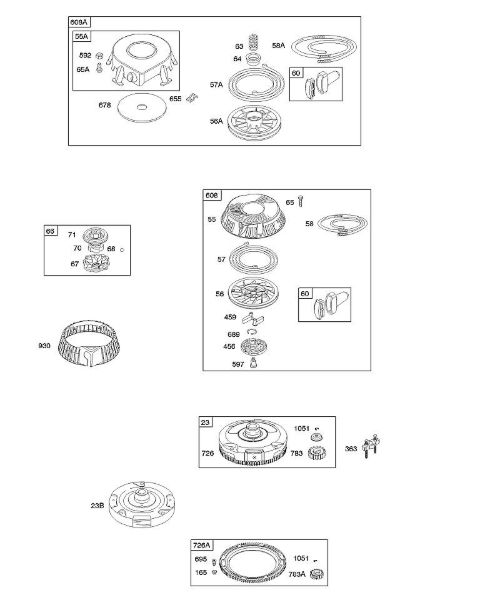 B&S - 28â  286707-1185-E1 H - Motor de arranque de enrolamento, volante do motor da marca Stihl
