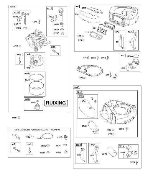 B&S - 31â  31G777-0148-B1 A - Filtro de ar, cárter do ventilador, carburador - Ruixing, conjunto de revisão do carburador - Ruixing da marca Stihl