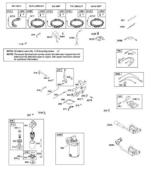 B&S - 31â  31G777-0300-B1 B - Alternador, elementos de comando, motor de arranque eléctrico, mola do regulador, ignição da marca Stihl