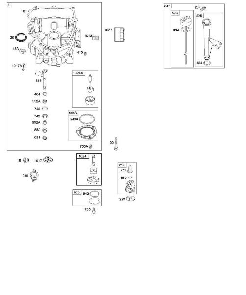 B&S - 40â  401577-0130-B1 F - Cárter do óleo, bomba do óleo, bloco funcional do tubo/vareta de medição da marca Stihl