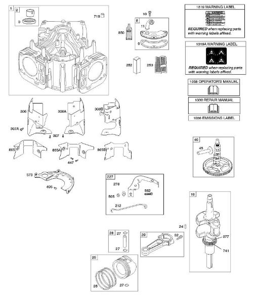 B&S - 40â  401577-5130-B1 E - Cilindro, cambota, veio de excêntricos, guias do ar, êmbolo, segmentos do êmbolo, biela da marca Stihl