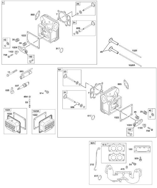 B&S - 40â  405777-0134-E1 F - Cabeça do cilindro, colector de admissão, válvulas da marca Stihl