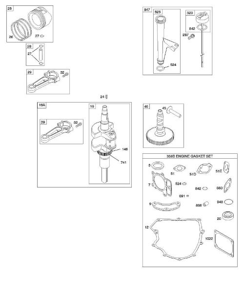 B&S - 40â  407577-0111-E1 C - Veio de excêntricos, cambota, conjunto de juntas â€“ motor, lubrificação, êmbolos, segmentos, biela da marca Stihl