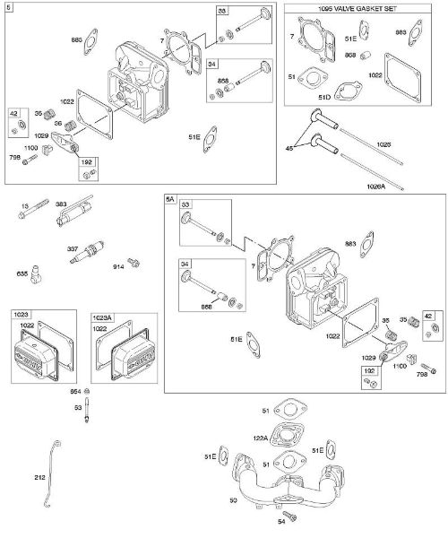 B&S - 40â  407577-0111-E1 F - Cabeça do cilindro, conjunto de juntas - válvula, colector de admissão, válvulas da marca Stihl