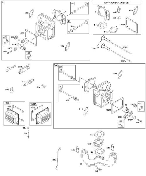 B&S - 44â  441677-0141-B1 F - Cabeça do cilindro, conjunto de juntas - válvula, colector de admissão, válvulas da marca Stihl