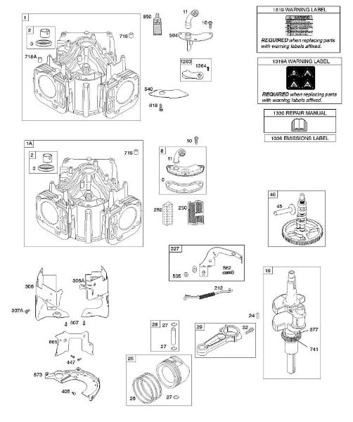 B&S - 44â  44N677-0017-B1 D - Cilindro, cambota, veio de excêntricos, condutas de ar da marca Stihl