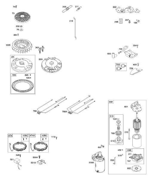 B&S - 44â  44R577-0001-H1 G - Volante do motor, elementos de comando, cablagem, alternador, motor de arranque da marca Stihl
