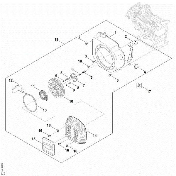 Imagem de J - Sistema de arranque, cárter do ventilador EHC 605.0 (EHC605-0003)
