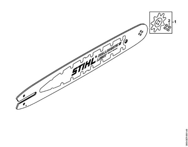 Guias Guia RL 30cm/12" 1,3mm/0.050" 3/8" P Rollomatic E Light 3/8" Picco 9 Dentes da marca Stihl