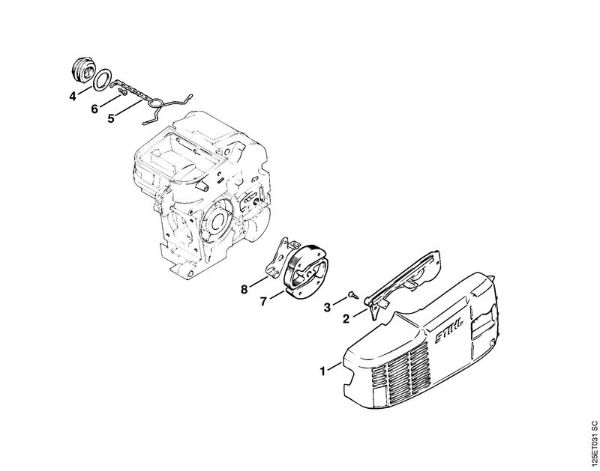 Moto-serras a gasolina (MS) 009 Embreagem (33.89), (30.89), (25.84) da marca Stihl