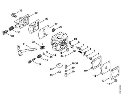 Moto-serras a gasolina (MS) 009 E Carburador WT-323 USA, WT-563 CDN da marca Stihl