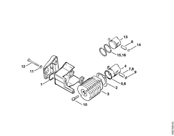 Moto-serras a gasolina (MS) 009 Q Cilindro (32.88), (25.84), (27.83) da marca Stihl