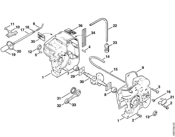 Moto-serras a gasolina (MS) 010 AV Caixa da cambota da marca Stihl