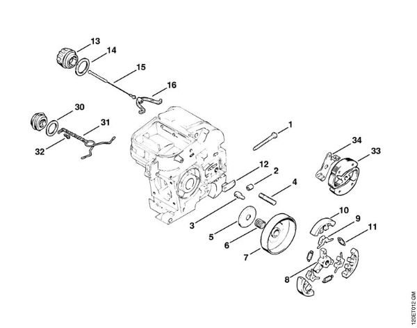 Moto-serras a gasolina (MS) 010 AV Embreagem da marca Stihl