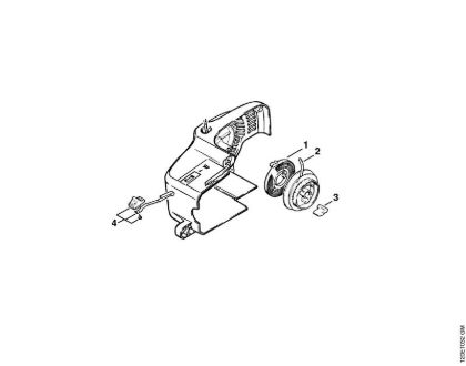 Moto-serras a gasolina (MS) 011 AVE Dispositivo de arranque (32.88), (35.85), (17.82) da marca Stihl