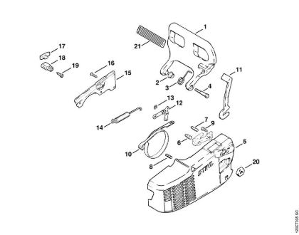 Moto-serras a gasolina (MS) 011 AVE Freio da corrente da marca Stihl