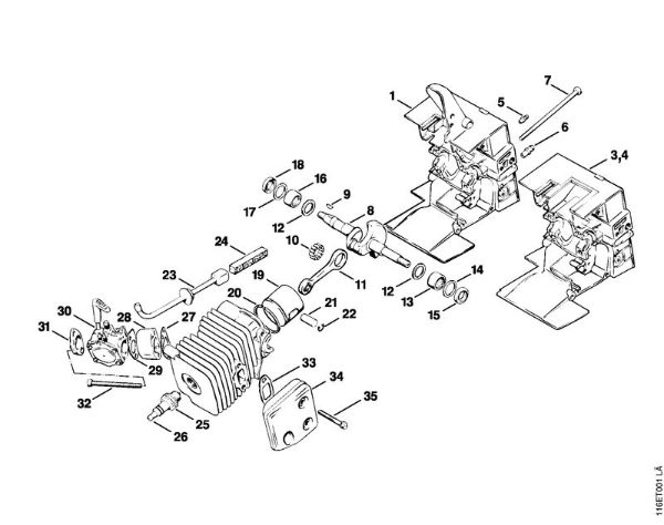 Moto-serras a gasolina (MS) 015 AVQ Caixa da cambota, Pistão da marca Stihl