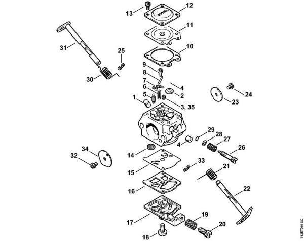 Moto-serras a gasolina (MS) 017 C Carburador WT-325 (05.2000) da marca Stihl