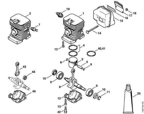 Moto-serras a gasolina (MS) 017 C Cilindro da marca Stihl