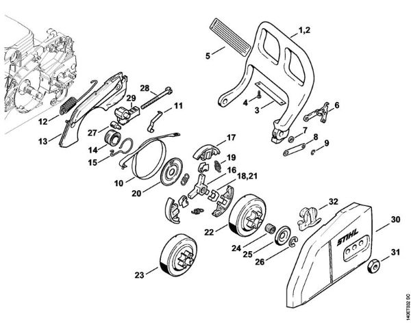 Moto-serras a gasolina (MS) 018 C Protector, Freio de corrente da marca Stihl