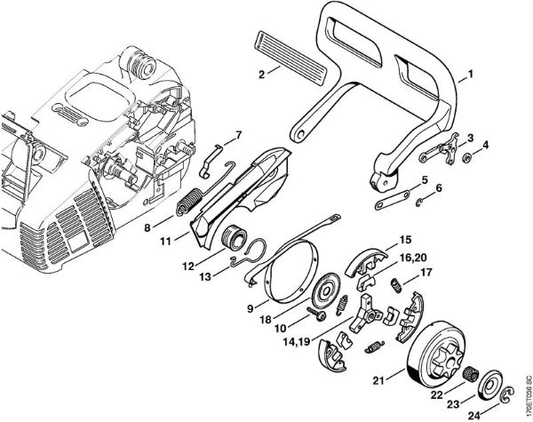 Moto-serras a gasolina (MS) 019 T Protector, Freio de corrente da marca Stihl