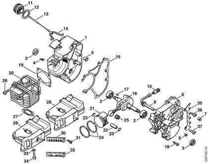 Moto-serras a gasolina (MS) 020 (1129) Caixa da cambota da marca Stihl