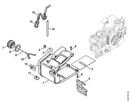 Moto-serras a gasolina (MS) 020 (1129) Caixa do tanque 020 da marca Stihl