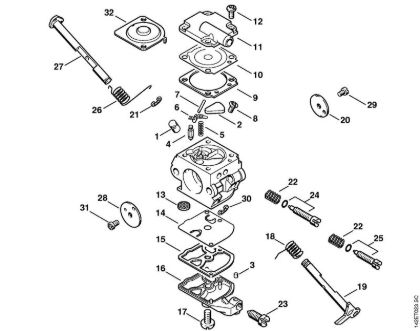 Moto-serras a gasolina (MS) 020 (1129) Carburador C1Q-S32 da marca Stihl