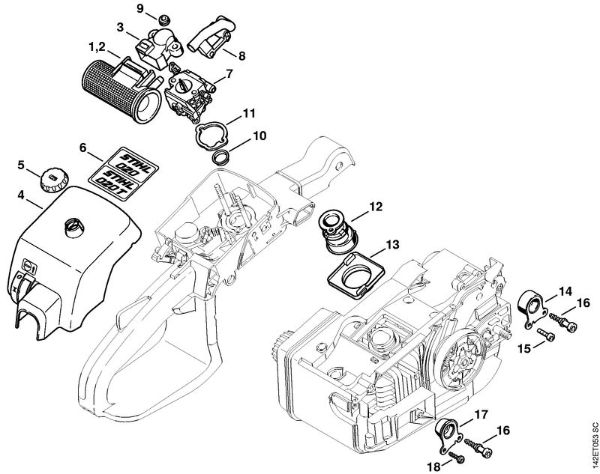Moto-serras a gasolina (MS) 020 (1129) Filtro de ar 020 da marca Stihl