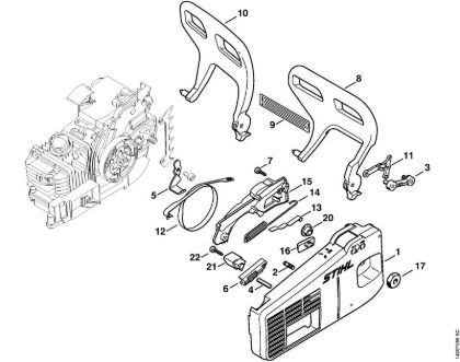Moto-serras a gasolina (MS) 020 (1129) Tampa do carreto da marca Stihl